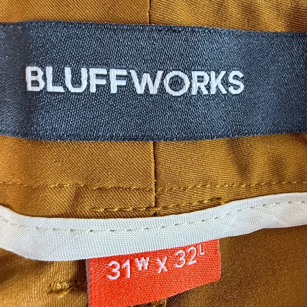 Bluffworks Chino Pants Mens 31x32 Tailored Fit Performance Polyester Gold Brown - Picture 4 of 9